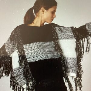 Chic Fringed Monochrome Poncho